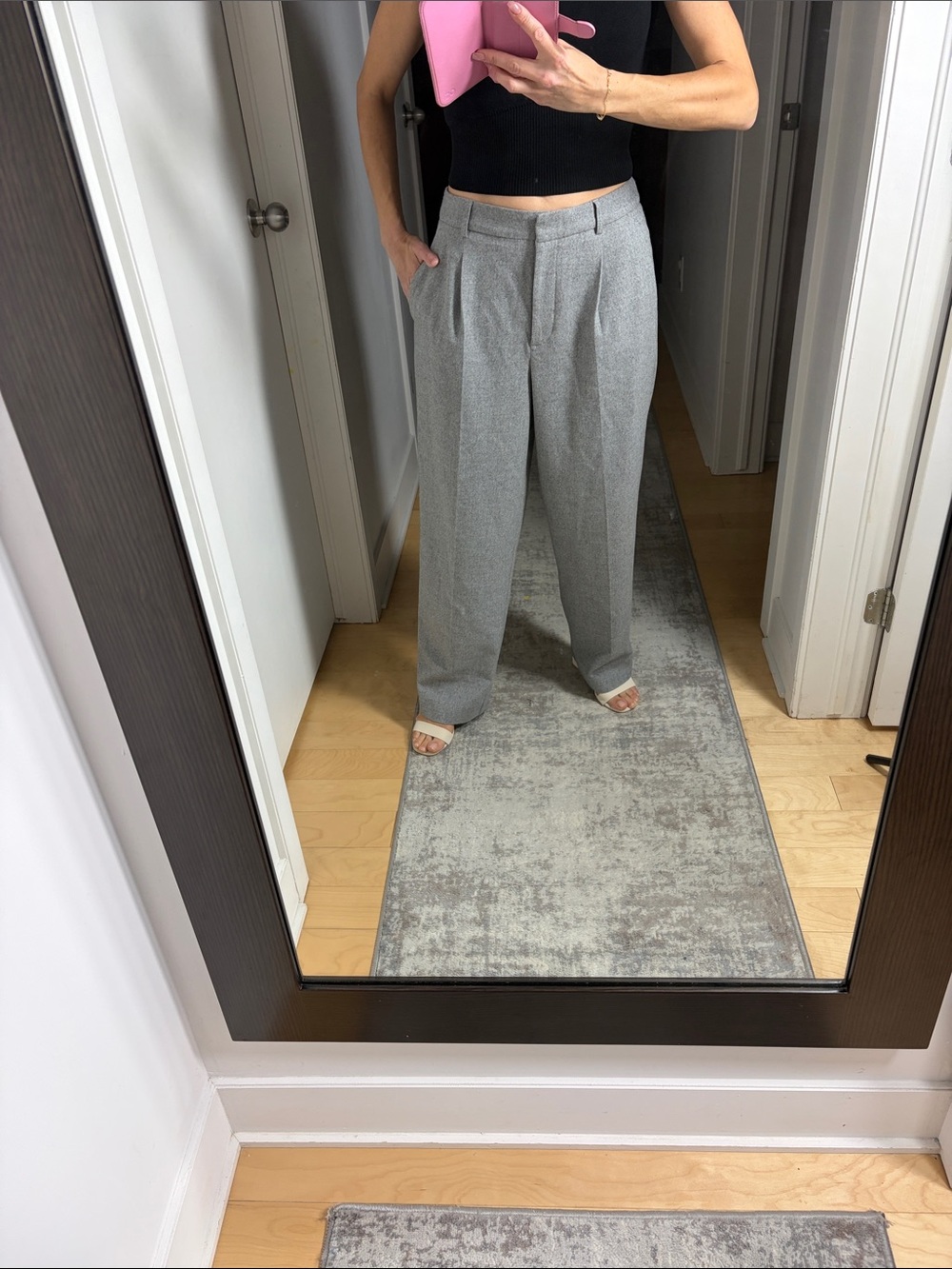 Dynamite High-Rise Light Gray Wide-Leg Trousers